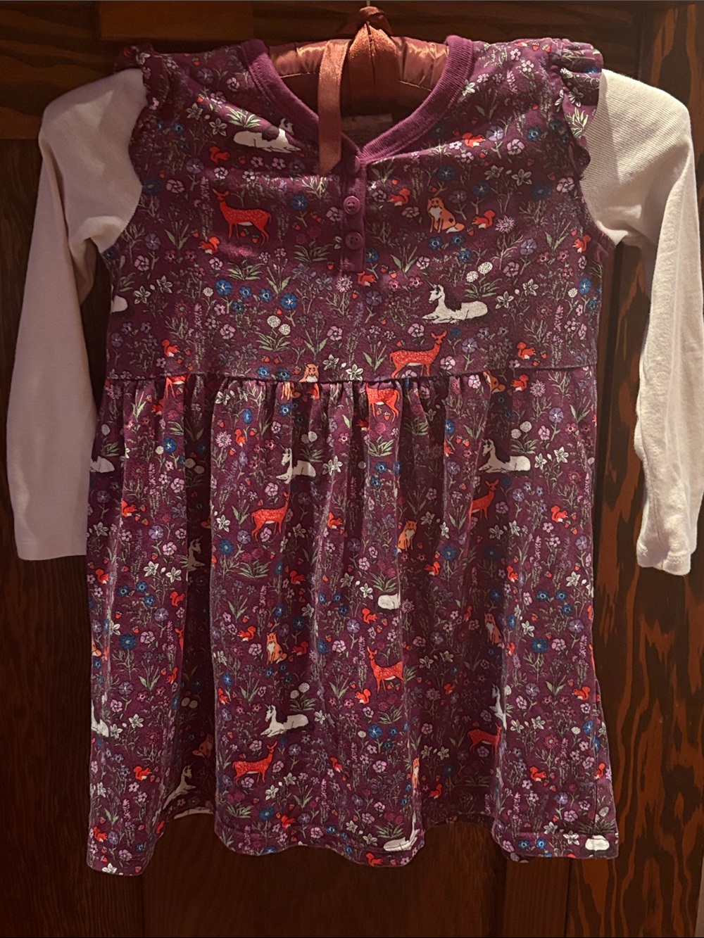 Tea Collection Plum Forest Animal Layered Long-Sleeve Dress